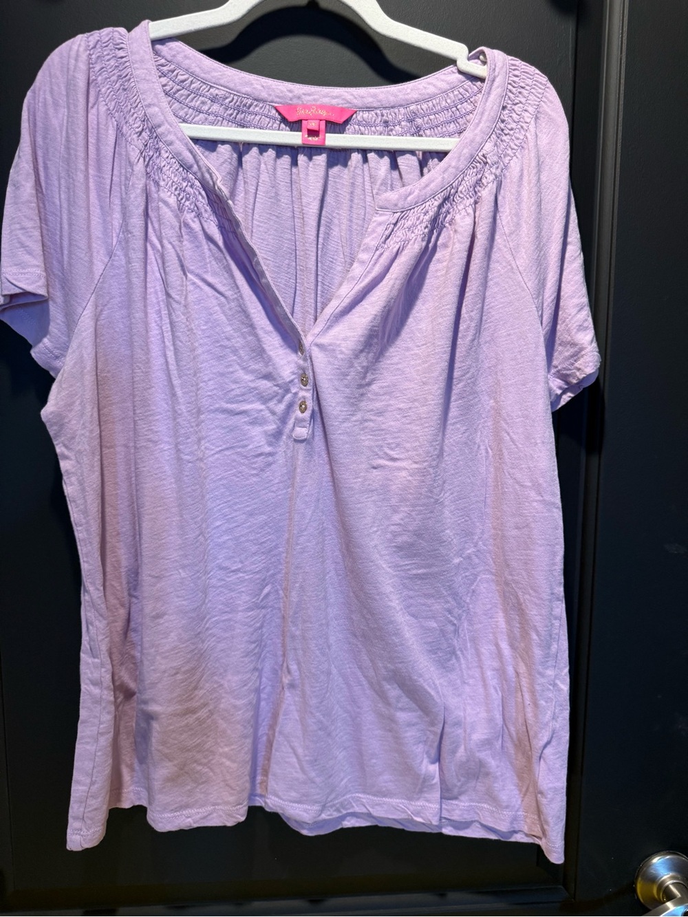 Lilly Pulitzer Lavender Smocked-Neck Short Sleeve Tunic